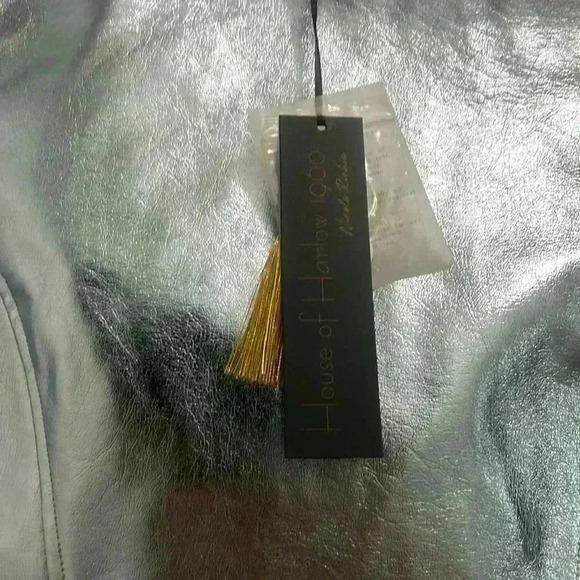 NWT HOUSE OF HARLOW 1960 METALLIC FAUX LEATHER MIDI SKIRT - Picture 6 of 7